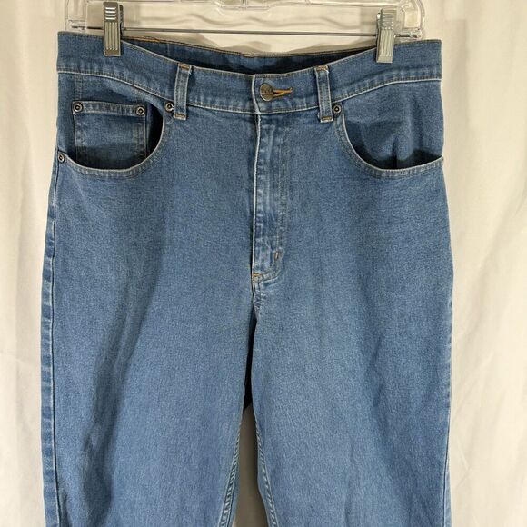 LL Bean Jeans Women's 12 Tall Blue Button Zip High Rise Mom Jean Cotton Blend - Picture 2 of 11